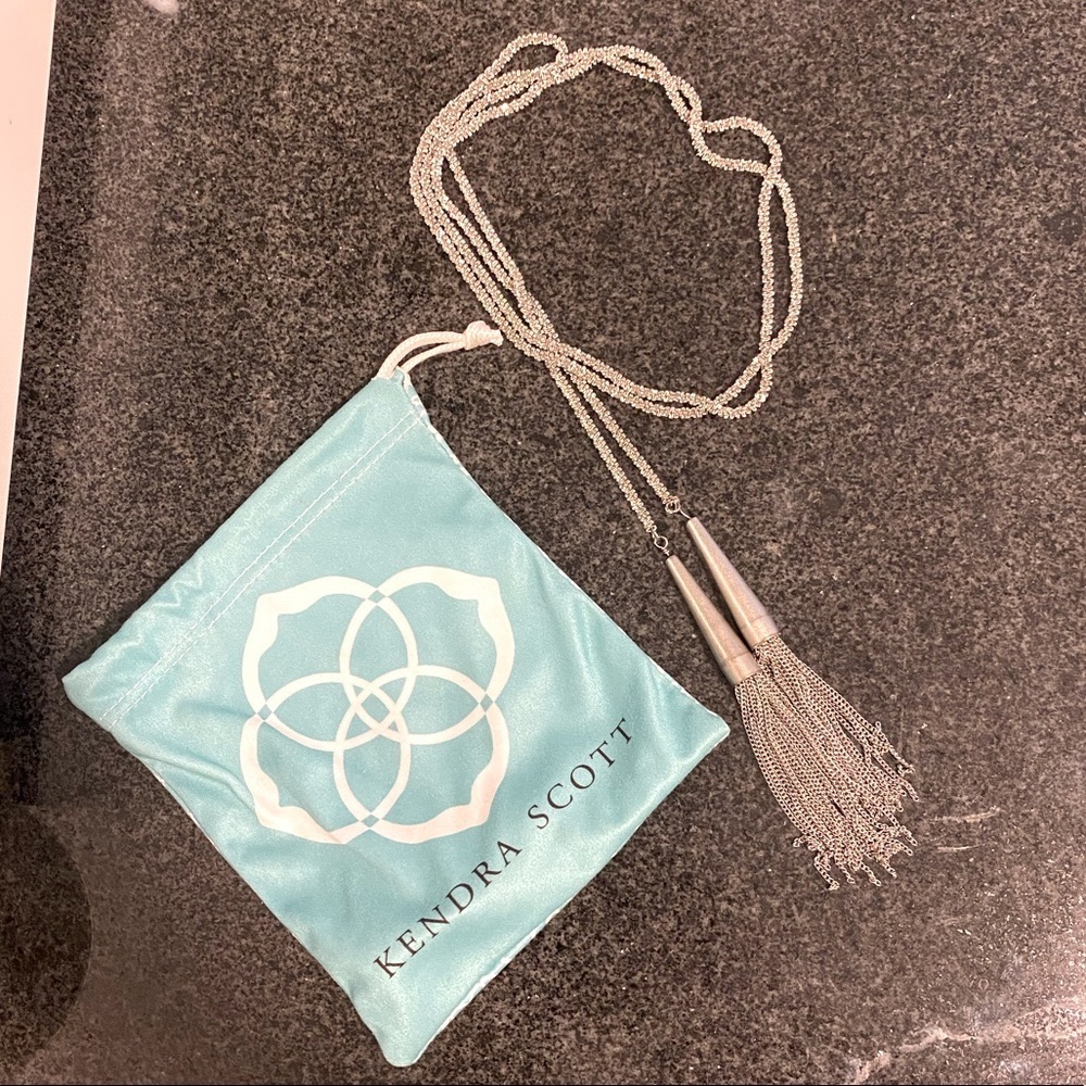 Kendra Scott long silver chain necklace